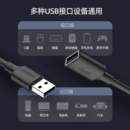 品勝 usb3.0延長線公對母電腦U盤網卡滑鼠硬盤數據加長線1/2/3米 品勝 usb3.0延長線公對母電腦U盤網卡滑鼠硬盤數據加長線1/2/3米
