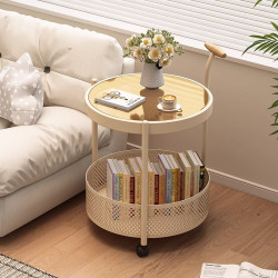 法式輕奢高級感可移動玻璃小推車邊幾客廳沙發小茶幾臥室床頭邊桌