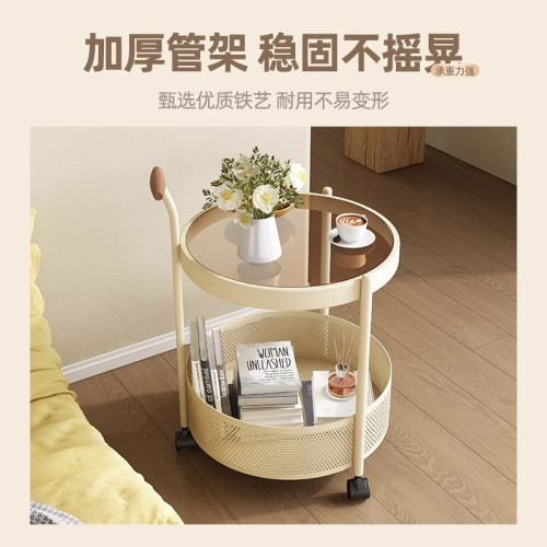 法式輕奢高級感可移動玻璃小推車邊幾客廳沙發小茶幾臥室床頭邊桌 法式輕奢高級感可移動玻璃小推車邊幾客廳沙發小茶幾臥室床頭邊桌