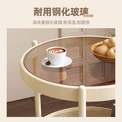 法式輕奢高級感可移動玻璃小推車邊幾客廳沙發小茶幾臥室床頭邊桌 法式輕奢高級感可移動玻璃小推車邊幾客廳沙發小茶幾臥室床頭邊桌