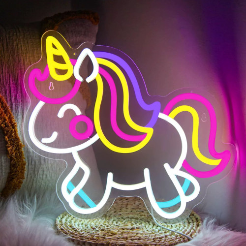 彩虹小馬獨角獸霓虹燈臥室裝飾燈牌UV獨角獸LED發光柔性燈可調光 彩虹小馬獨角獸霓虹燈臥室裝飾燈牌UV獨角獸LED發光柔性燈可調光