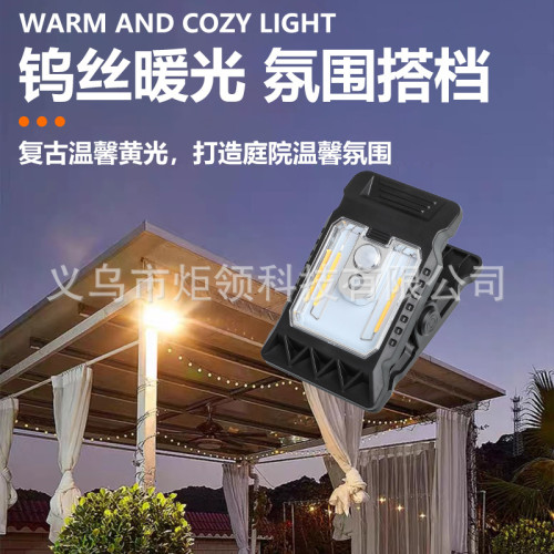 新款太陽能夾子燈人體感應壁燈高亮戶外庭院燈家用花園圍欄燈