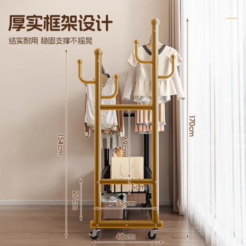 雙桿衣帽架可移動晾衣架落地室內房間掛衣架子家用臥室衣服收納架 雙桿衣帽架可移動晾衣架落地室內房間掛衣架子家用臥室衣服收納架