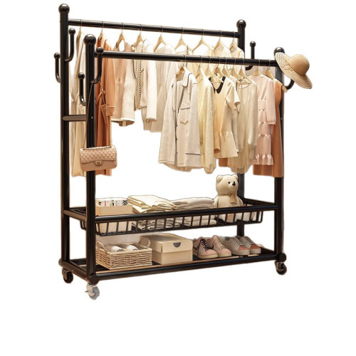 雙桿衣帽架可移動晾衣架落地室內房間掛衣架子家用臥室衣服收納架 雙桿衣帽架可移動晾衣架落地室內房間掛衣架子家用臥室衣服收納架