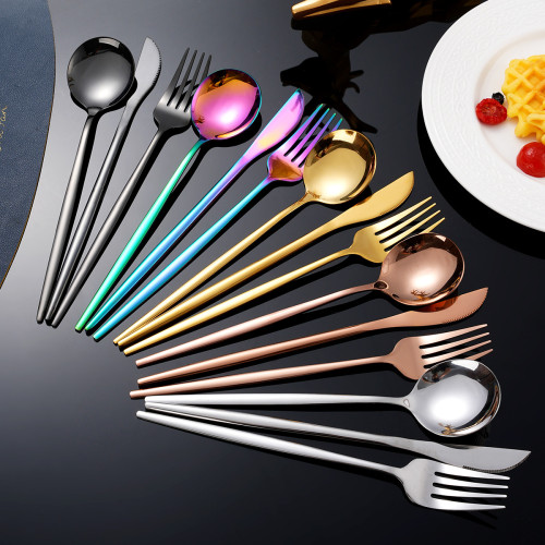 不鏽鋼餐具套裝24件套扁柄葡萄牙創意西餐牛排刀叉勺禮盒 不鏽鋼餐具套裝24件套扁柄葡萄牙創意西餐牛排刀叉勺禮盒