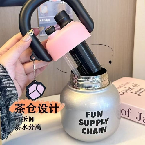 拎拎壺真空雙飲口保溫壺水杯高顔值大容量吸管可攜式女生噸噸保溫杯 拎拎壺真空雙飲口保溫壺水杯高顔值大容量吸管可攜式女生噸噸保溫杯