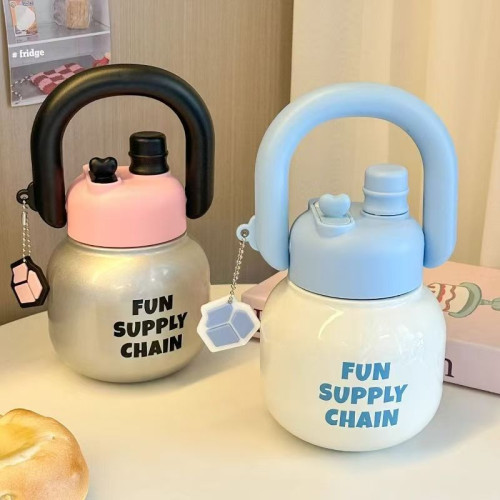 拎拎壺真空雙飲口保溫壺水杯高顔值大容量吸管可攜式女生噸噸保溫杯 拎拎壺真空雙飲口保溫壺水杯高顔值大容量吸管可攜式女生噸噸保溫杯