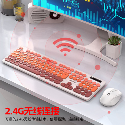 RAIKU雷魁R901無線鍵盤滑鼠套裝三拼漸變色商務辦公通用鍵盤2.4G RAIKU雷魁R901無線鍵盤滑鼠套裝三拼漸變色商務辦公通用鍵盤2.4G