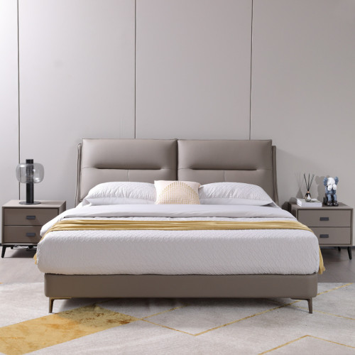 意式極簡床雙人床現代簡約主臥大床1米8軟包高腳小戶型齊邊真皮床 意式極簡床雙人床現代簡約主臥大床1米8軟包高腳小戶型齊邊真皮床