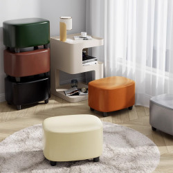 家用矮凳茶幾凳客廳沙發凳板凳門口穿鞋凳現代簡約腳踏創意皮凳子