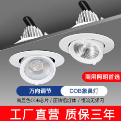 COB象鼻燈led洗牆射燈嵌入式天花燈家用可調角度防眩筒燈店鋪商用