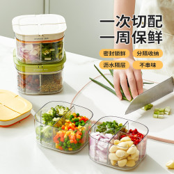 廚房蔥薑蒜收納盒家用冰箱蔥花香菜蒜泥末保鮮盒瀝水分裝備菜神器