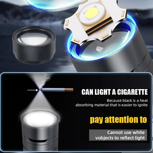強光手電鋁合金變焦點火超高續航尾部帶LED戶外強光手電筒 強光手電鋁合金變焦點火超高續航尾部帶LED戶外強光手電筒