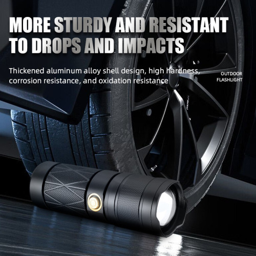 強光手電鋁合金變焦點火超高續航尾部帶LED戶外強光手電筒 強光手電鋁合金變焦點火超高續航尾部帶LED戶外強光手電筒