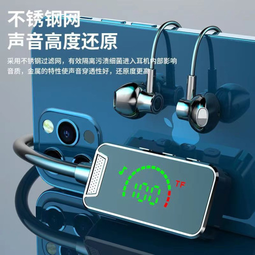 掛脖式無線藍牙耳機帶耳返半入耳運動立體聲耳機藍牙長續航手機通