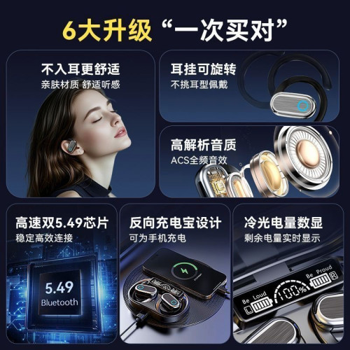 充電寶款2025新款無線藍牙耳機X95掛耳式不入耳高音質長續航 充電寶款2025新款無線藍牙耳機X95掛耳式不入耳高音質長續航