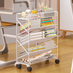 可移動桌邊收納架小書架教室旁學生書本落地置物架書立架書桌課桌