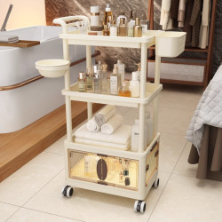 美容院專用收納架寶寶置物架落地多層帶輪零食推車整理架儲物架子