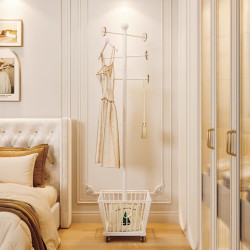 可移動落地衣帽架金屬家用臥室房間掛衣架床對收納置物架掛包包架