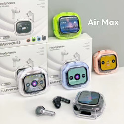 彩色螢幕耳機Air Max藍牙耳機透明款無線入耳式TWS觸控螢幕數顯運動耳機