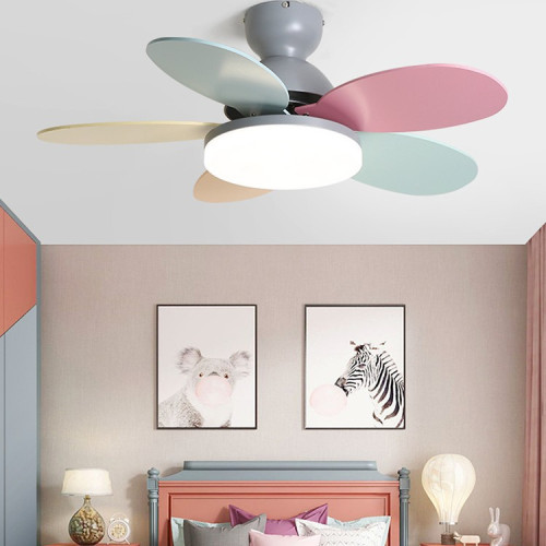 彩色5葉吊扇燈多巴胺吸頂風扇燈兒童房餐廳帶燈風扇吊燈家用吊扇 彩色5葉吊扇燈多巴胺吸頂風扇燈兒童房餐廳帶燈風扇吊燈家用吊扇