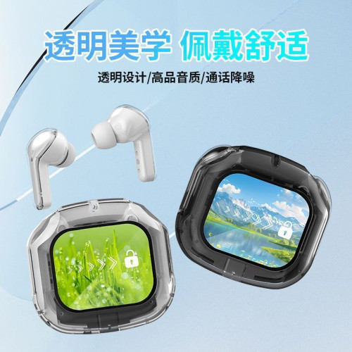 爆款彩色螢幕藍牙耳機 Air Max全透明款數顯多功能續航電腦耳機 爆款彩色螢幕藍牙耳機 Air Max全透明款數顯多功能續航電腦耳機