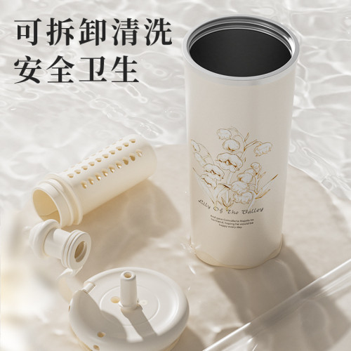 保溫杯咖啡杯女生高顔值水杯大容量吸管杯子生日禮物2025新款杯子 保溫杯咖啡杯女生高顔值水杯大容量吸管杯子生日禮物2025新款杯子