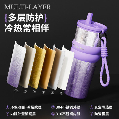 保溫杯女生高顔值學生2025新款陶瓷內膽大容量保冰杯吸管冰霸杯子 保溫杯女生高顔值學生2025新款陶瓷內膽大容量保冰杯吸管冰霸杯子