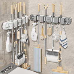 吸盤拖把夾衛生間免打孔收納掛架卡扣掃把拖布掛鉤壁掛牆上置物架