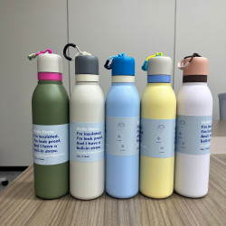 馬卡龍色系大容量手提杯簡約時尚不鏽鋼保溫杯戶外運動可攜式行杯