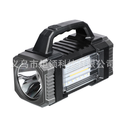 太陽能充電手電筒帶側燈三光源手提燈戶外可攜式多功能探照燈 太陽能充電手電筒帶側燈三光源手提燈戶外可攜式多功能探照燈