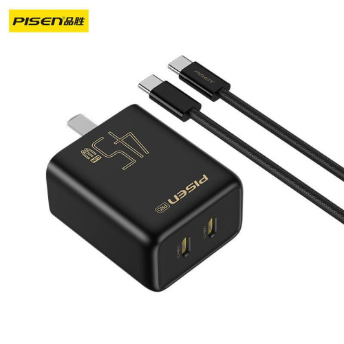 品勝充電器45W氮化鎵雙C快充雙口可折曡插頭套裝適用iPhone15/16