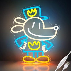 卡通動漫狗人霓虹燈dog man led燈牌 usb供電兒童臥室發光裝飾