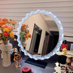 化妝鏡桌上型led燈桌面大號臥室家用補光充電智能網紅ins風梳妝台鏡