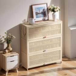 新款奶油風多巴胺鞋櫃家用入戶簡易門口多層防塵收納鞋架子小窄竹