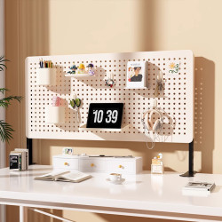 桌面洞洞板置物架免打孔立式學生書桌電腦桌上隔板收納牆展示架子