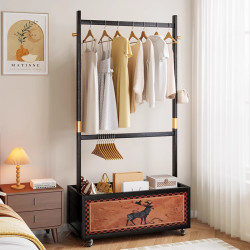 中古風衣帽架臥室落地掛衣架可移動新款置物架晚上放衣服神器