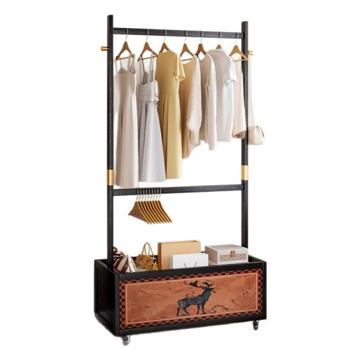 中古風衣帽架臥室落地掛衣架可移動新款置物架晚上放衣服神器 中古風衣帽架臥室落地掛衣架可移動新款置物架晚上放衣服神器