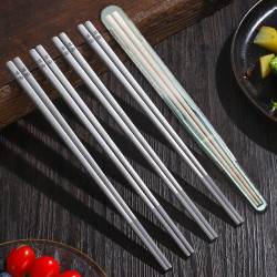 鈦淨化筷子 全方23.5cm鈦筷1雙裝家用戶外可攜式餐具一人一筷圓盒裝