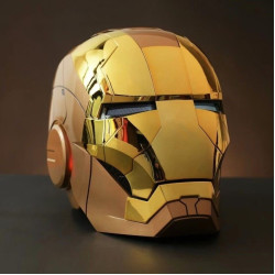 2025年新款鋼鐵人頭盔黑金色 黑銀色 電動頭盔聲控語音機器面罩
