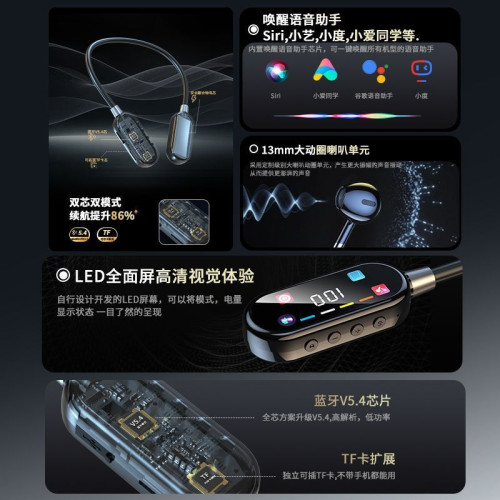 新款k02多功能數顯藍牙耳機超長續航脖式降噪高音質運動手機通用