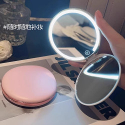 小鏡子隨身攜帶女簡約手持宿舍桌面可立學生可攜式折曡放大化妝鏡