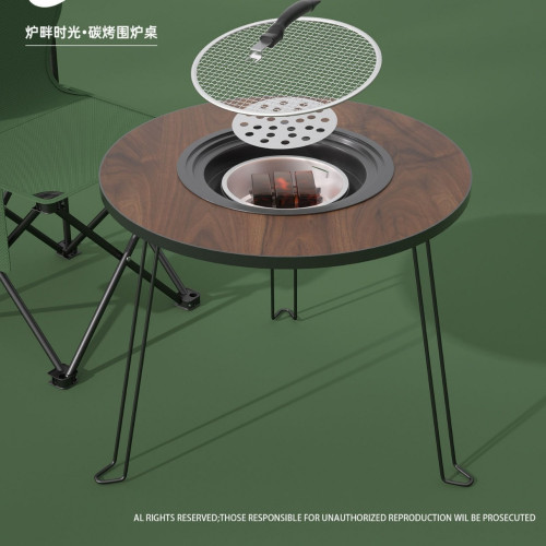 戶外可攜式折曡桌燒烤圍爐煮茶桌露營家庭院聚餐燒烤桌木炭烤爐 戶外可攜式折曡桌燒烤圍爐煮茶桌露營家庭院聚餐燒烤桌木炭烤爐