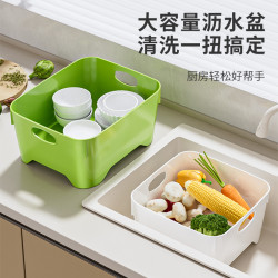 瀝水籃洗菜盆家用廚房水槽多功能瀝乾籃菜框濾水籃淘米洗水果神器