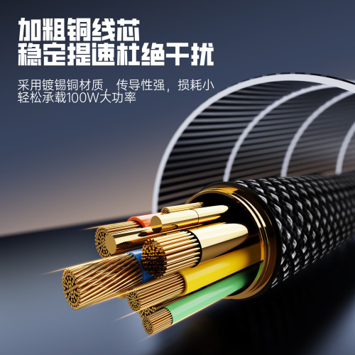 【Ai智能控製】100W超級閃充數據線typec接口充電線適用蘋果華爲 【Ai智能控製】100W超級閃充數據線typec接口充電線適用蘋果華爲