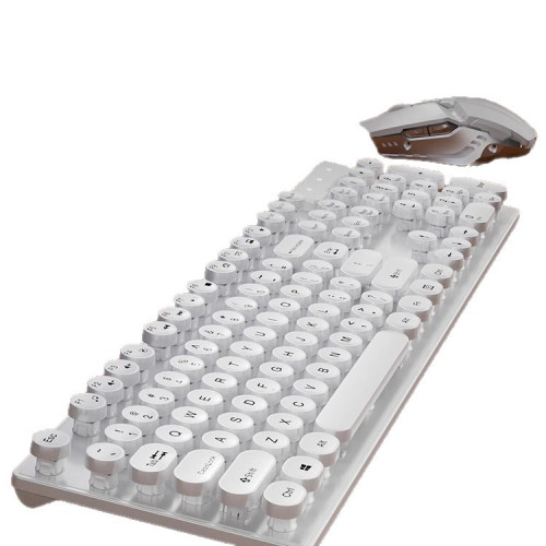 復古龐克鍵盤桌上型電腦通用機械鍵盤滑鼠套裝辦公專用靜音無聲有線 復古龐克鍵盤桌上型電腦通用機械鍵盤滑鼠套裝辦公專用靜音無聲有線