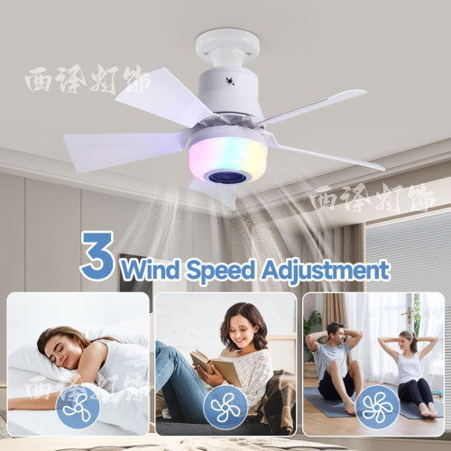 新款RGB藍牙音響風扇燈e27螺口led吊扇燈扇葉可拆卸臥室客廳吸頂 新款RGB藍牙音響風扇燈e27螺口led吊扇燈扇葉可拆卸臥室客廳吸頂