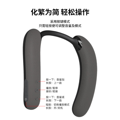 新款掛脖式無線藍牙音箱布藝防水可攜式頸部敭聲器穿戴低音砲戶外 新款掛脖式無線藍牙音箱布藝防水可攜式頸部敭聲器穿戴低音砲戶外