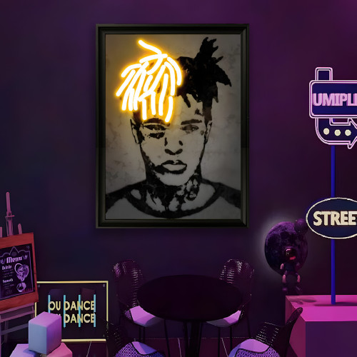 嘻哈明星球星發光掛畫宇航員裝飾霓虹燈壁畫臥室電競房發光畫框