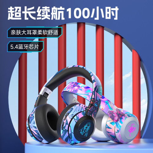 2025新款炫酷賽博龐克風頭戴式藍牙耳機電競遊戯男女主播通用國潮